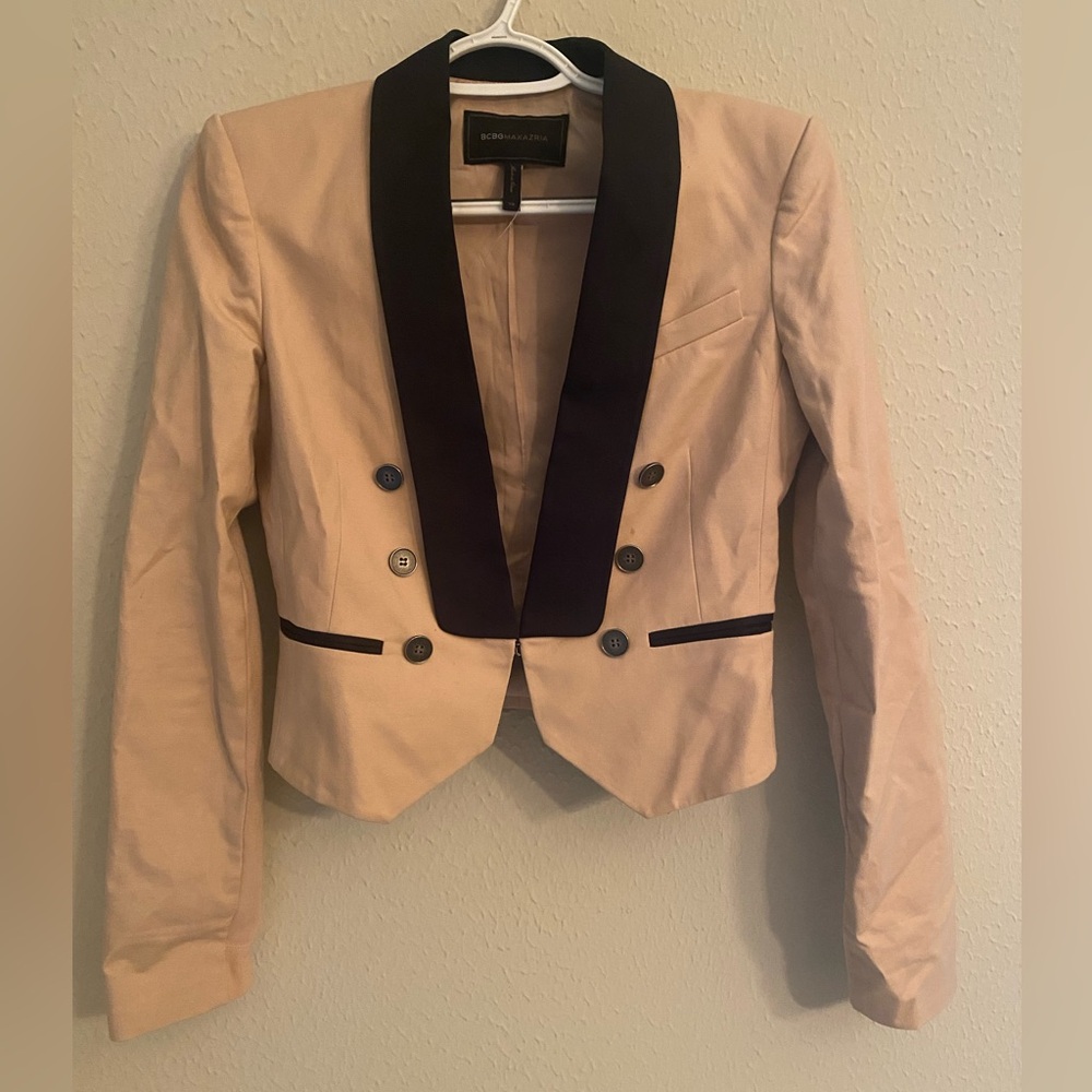 BCBGMaxazria Tuxedo black/pink Blazer Sz XS